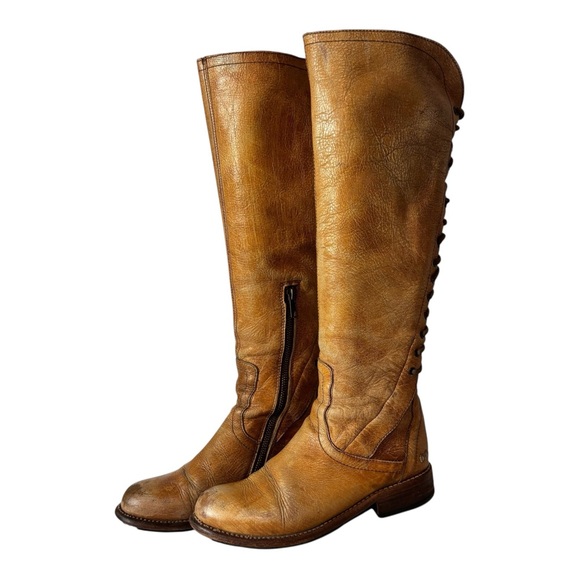 Bed Stu Caramel Lux Leather Surrey knee high lace up Boots size 6 - Picture 1 of 13